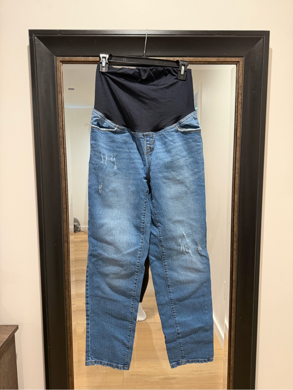 Madewell Blue Denim Maternity High-Rise Jeans with Black Waist Panel